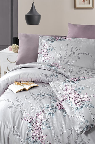 Постельное белье First Choice WISTERIA хлопковый сатин lilac евро, фото, фотография