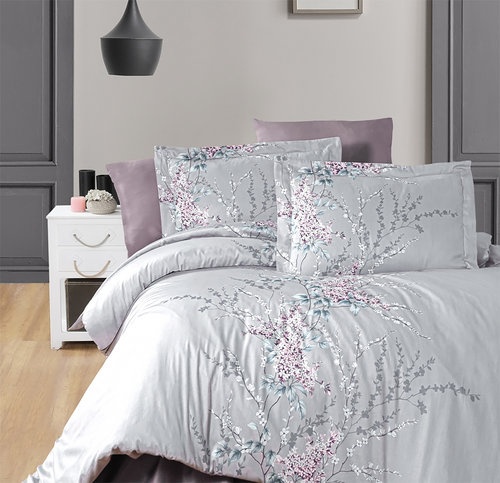 Постельное белье First Choice WISTERIA хлопковый сатин lilac евро, фото, фотография