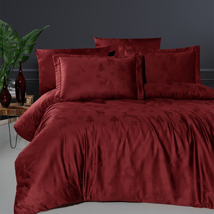 Постельное белье First Choice MIDAS хлопковый сатин-жаккард dark red евро