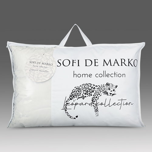 Подушка Sofi De Marko LEOPARD искусственный лебяжий пух+шёлк/вискоза белый 70х70, фото, фотография