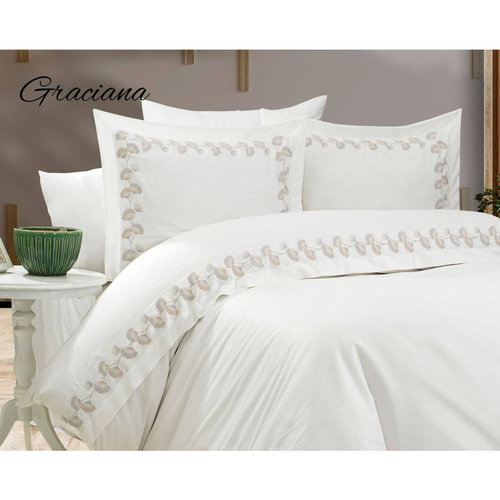 Постельное белье Grazie Home GRACIANA хлопковый сатин делюкс кремовый евро, фото, фотография