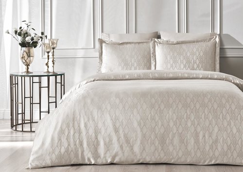 Постельное белье Tivolyo Home STELLA хлопковый сатин-жаккард серый евро, фото, фотография