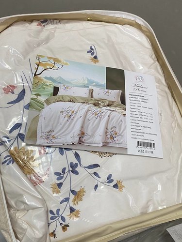 Постельное белье без пододеяльника с одеялом Madame Plumes ENCHANTED хлопковый сатин V13 евро, фото, фотография