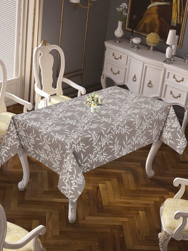 Скатерть прямоугольная DO&CO BASAK жаккард коричневый 160х220, фото, фотография