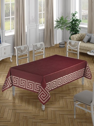 Скатерть прямоугольная DO&CO TITANYUM жаккард бордовый 160х220, фото, фотография