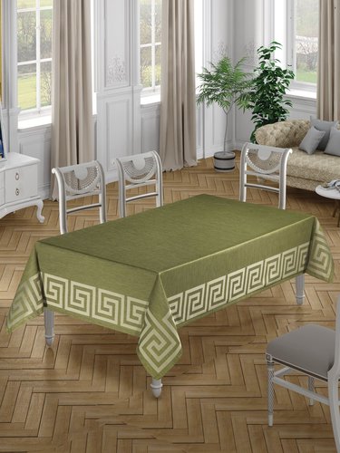 Скатерть прямоугольная DO&CO TITANYUM жаккард зелёный 160х220, фото, фотография