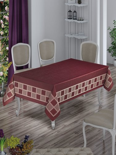 Скатерть прямоугольная DO&CO FIRUZE жаккард бордовый 160х220, фото, фотография