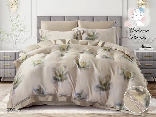 Постельное белье без пододеяльника с одеялом Madame Plumes DANDELION хлопковый сатин V13 евро, фото, фотография
