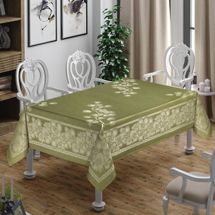 Скатерть прямоугольная DO&CO FLORIT жаккард зелёный 160х220