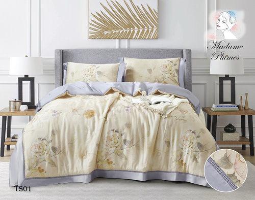 Постельное белье без пододеяльника с одеялом Madame Plumes SERENE тенсель V1 евро, фото, фотография