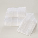 Набор полотенец для ванной 2 пр. Soft Cotton DELUXE хлопковая махра белый, фото, фотография