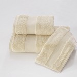 Набор полотенец для ванной 2 пр. Soft Cotton DELUXE хлопковая махра светло-бежевый, фото, фотография
