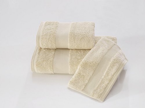 Набор полотенец для ванной 2 пр. Soft Cotton DELUXE хлопковая махра светло-бежевый, фото, фотография