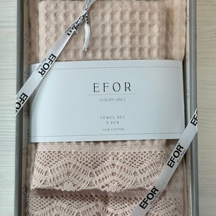 Подарочный набор полотенец для ванной 50х90, 70х140 Efor WAFFLE GIPUR хлопковая вафля персиковый