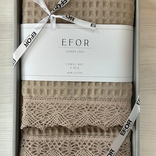 Подарочный набор полотенец для ванной 50х90, 70х140 Efor WAFFLE GIPUR хлопковая вафля бежевый