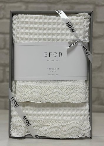 Подарочный набор полотенец для ванной 50х90, 70х140 Efor WAFFLE GIPUR хлопковая вафля белый, фото, фотография