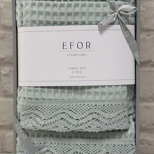 Подарочный набор полотенец для ванной 50х90, 70х140 Efor WAFFLE GIPUR хлопковая вафля зеленый