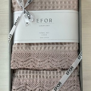 Подарочный набор полотенец для ванной 50х90, 70х140 Efor WAFFLE GIPUR хлопковая вафля лиловый