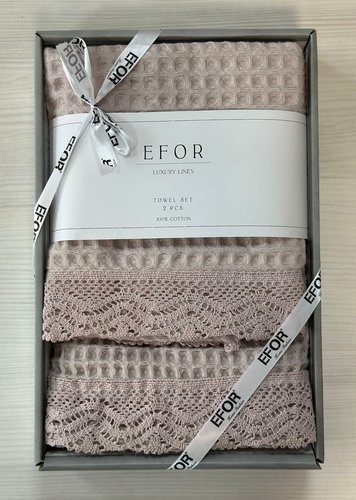 Подарочный набор полотенец для ванной 50х90, 70х140 Efor WAFFLE GIPUR хлопковая вафля лиловый, фото, фотография