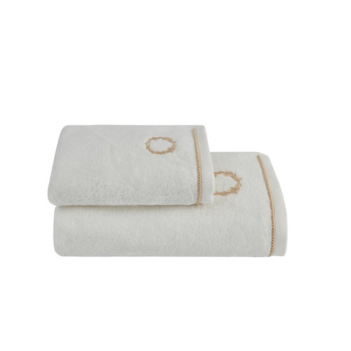Набор полотенец для ванной 2 пр. Soft Cotton SEHZADE хлопковая махра экрю, фото, фотография