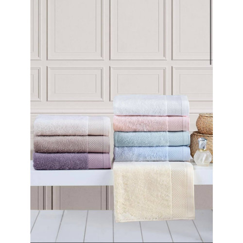 Набор полотенец для ванной 2 пр. Soft Cotton BAMBU бамбуко-хлопковая махра лиловый, фото, фотография