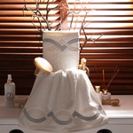 Подарочный набор полотенец для ванной 2 пр. Tivolyo Home CROSS хлопковая махра кремовый+голубой, фото, фотография