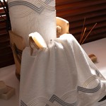 Подарочный набор полотенец для ванной 2 пр. Tivolyo Home CROSS хлопковая махра кремовый+голубой, фото, фотография