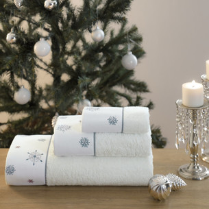 Подарочный набор полотенец для ванной 2 пр. Tivolyo Home CHRISTMAS хлопковая махра кремовый