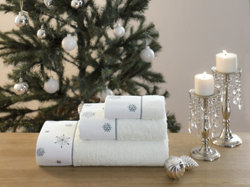 Подарочный набор полотенец для ванной 2 пр. Tivolyo Home CHRISTMAS хлопковая махра кремовый, фото, фотография