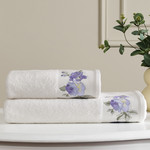 Подарочный набор полотенец для ванной 2 пр. Tivolyo Home SOFFIE BRODERY хлопковая махра лиловый, фото, фотография