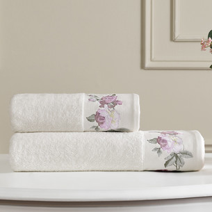 Подарочный набор полотенец для ванной 2 пр. Tivolyo Home SOFFIE BRODERY хлопковая махра розовый