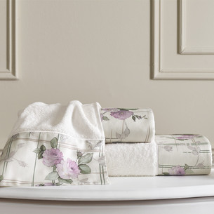 Подарочный набор полотенец для ванной 30х50, 50х100, 75х150 + спрей Tivolyo Home SOFFIE хлопковая махра розовый