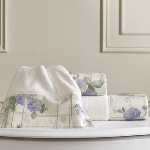 Подарочный набор полотенец для ванной 30х50, 50х100, 75х150 + спрей Tivolyo Home SOFFIE хлопковая махра лиловый
