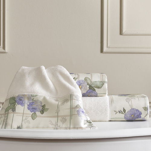 Подарочный набор полотенец для ванной 30х50, 50х100, 75х150 + спрей Tivolyo Home SOFFIE хлопковая махра лиловый, фото, фотография