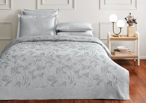 Покрывало пике Tivolyo Home ALVA хлопок серый 240х260, фото, фотография