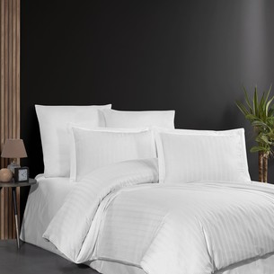 Постельное белье DO&CO STRIPE хлопковый сатин делюкс белый семейный