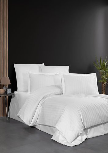 Постельное белье DO&CO STRIPE хлопковый сатин делюкс белый семейный, фото, фотография