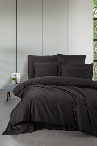 Постельное белье DO&CO STRIPE хлопковый сатин делюкс шоколадный 1,5 спальный, фото, фотография