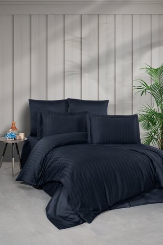 Постельное белье DO&CO STRIPE хлопковый сатин делюкс синий 1,5 спальный, фото, фотография