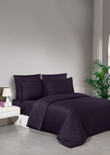 Постельное белье DO&CO STRIPE хлопковый сатин делюкс фиолетовый евро, фото, фотография