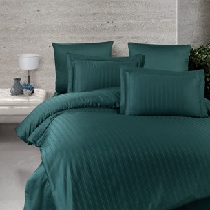 Постельное белье DO&CO STRIPE хлопковый сатин делюкс зелёный семейный