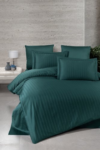 Постельное белье DO&CO STRIPE хлопковый сатин делюкс зелёный семейный, фото, фотография