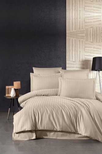 Постельное белье DO&CO STRIPE хлопковый сатин делюкс капучино евро, фото, фотография