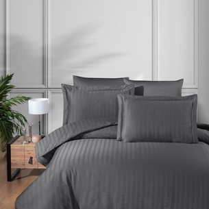 Постельное белье DO&CO STRIPE хлопковый сатин делюкс антрацит евро