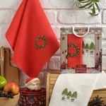 Подарочный набор полотенец для кухни 40х60(2) Meteor TREE хлопковая вафля V3, фото, фотография