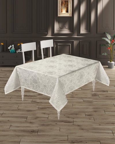 Скатерть прямоугольная DO&CO BEGONYA жаккард кремовый 160х300, фото, фотография