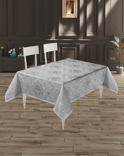 Скатерть прямоугольная DO&CO BEGONYA жаккард серый 160х300, фото, фотография