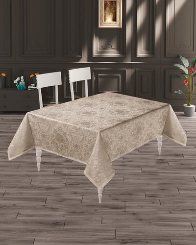 Скатерть прямоугольная DO&CO BEGONYA жаккард капучино 160х300, фото, фотография