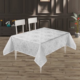 Скатерть прямоугольная DO&CO BEGONYA жаккард белый 160х300