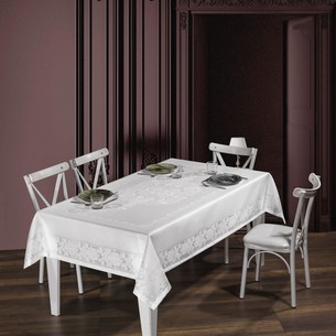Скатерть прямоугольная DO&CO VIYANA жаккард белый 160х220
